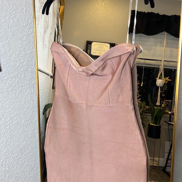 HOUSE OF CB ‘Fabrizia’ Tan Bandage Strapless Dress NWOT - Picture 11 of 11